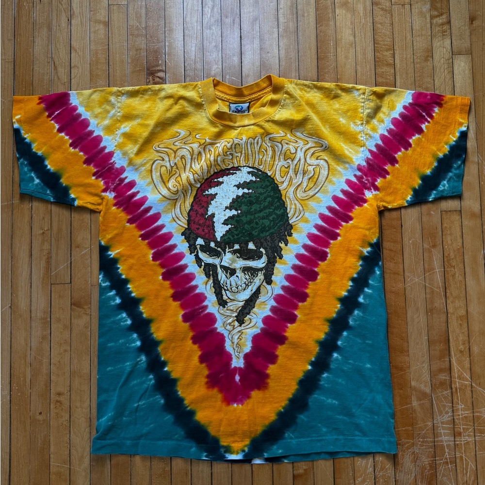 VTG Y2K Grateful Dead Rasta Skeleton Tie Dye Shirt 2003 GDP Concert Tour Sz. L